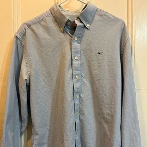 Men’s Vineyard Vines Whale Shirt Blue Button Down Size L